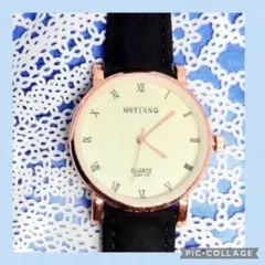 ブラック　カジュアル★レディース腕時計　ＰＵレザー　トレンド★女性　早い者勝ち