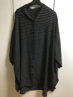 【素敵♪】長袖ミディアム丈シャツ/フリー★ブラック★レディース★チュニック