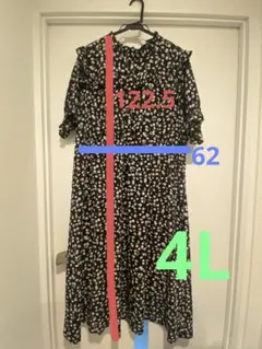 花柄 半袖ロングワンピース 4L