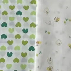 生地 はぎれ ハート柄　緑　黄緑　ミツバチ　クローバーまとめ売り　綿