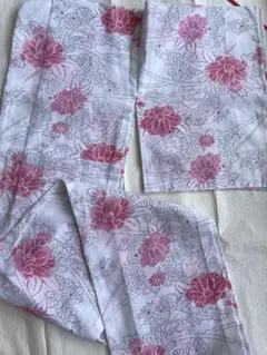 夏着物・花柄小紋着物・白×ピンク♻️リユース♻️