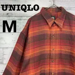 80s OLD UNIQLO ユニクロ チェック柄 ヘビーネルシャツ Mサイズ