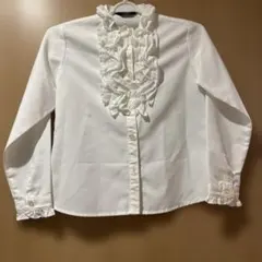 美品 school XOXO フォーマルフリル付ホワイトブラウス 130cm
