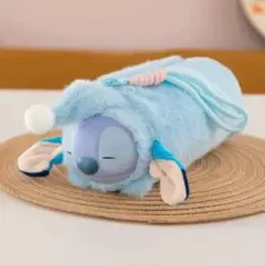 スティッチ クッション型ポーチ 水色 約30cm