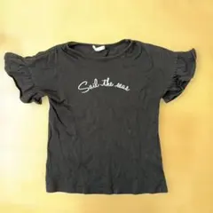 GU黒いフリル袖Tシャツ 110