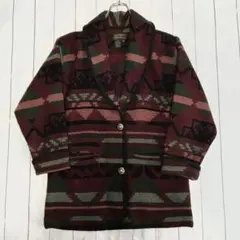 90s USA製エディーバウアー ネイティブ柄 ウールジャケット 黒タグ
