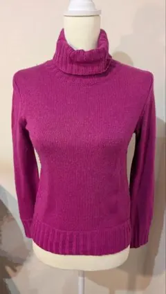 ピンク タートルネック ニットセーター