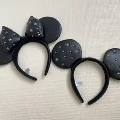 ミッキー　ミニー　レザー　カチューシャ　2種セット