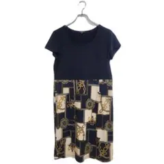 美品 TALBOTS ワンピース 半袖 M ひざ丈 黒 おしゃれ 夏秋 上品