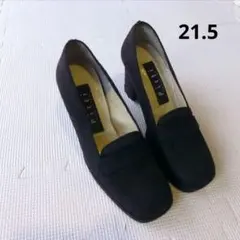 スエード ローファー風ヒールパンプス 21.5cm 茶