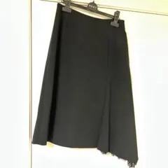 EPOCA ブラック フレアアシメトリースカート レース裾付き