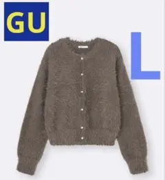 GU シャイニークルーネックカーディガンZブラウンLサイズ