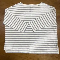 無印良品　ボーダー七分袖カットソー　ボートネック　M〜L