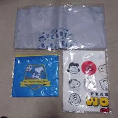 スヌーピー エコバッグ、ファスナーポーチ、手ぬぐい３点セット