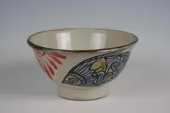 壺屋焼 金城敏幸 作 赤絵内双魚文5寸茶碗（一枚焼き・マカイ）1