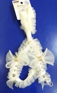 ふわふわショルダーストラップ (オフホワイト)リボン ハート