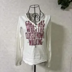 ホワイト 長袖 Tシャツ グリッター文字 y2k 平成ギャル　グランジ　00s