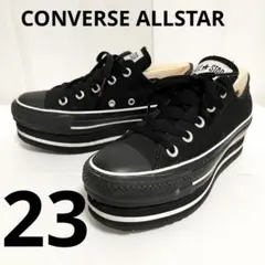 ゆ147★ CONVERSE 厚底 ローカット スニーカー ブラック シューズ