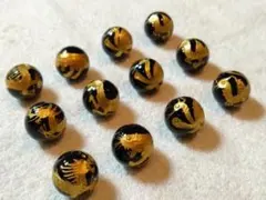 【四神】オニキス 16mm(12個) 彫刻 青龍・白虎・朱雀・玄武 金