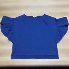PLST 半袖 Tシャツ フリルスリーブ ブルー Mサイズのサムネイル