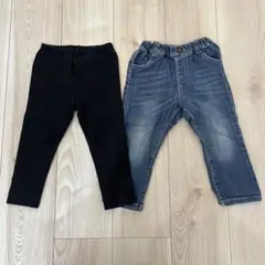 ２着セット　黒いレギンスとデニムジーンズ