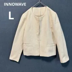 イノウェーブ L ラメツイード ノーカラージャケット ライトベージュ セレモニー