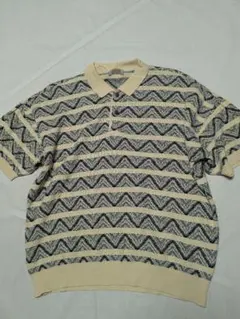 90s INTERMEZZO D'URBAN コットンニットポロシャツ ボーダーのサムネイル