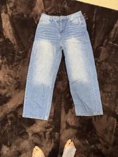 ワイドレッグデニムパンツ ライトブルー