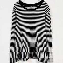 美品 早い者勝ち✨【L】ストライプ 長袖 Tシャツ シンプル ブラック 黒