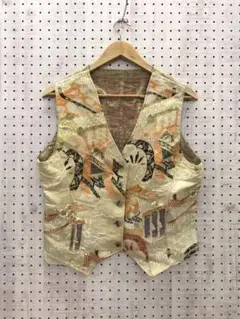 和柄 着物柄 総柄 日本 伝統文化 ジャパンカルチャー 古着 刺繍 ジレ ベスト