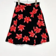◎ジェラールダレル 花柄フレアスカート ブラック レッド　Mのサムネイル
