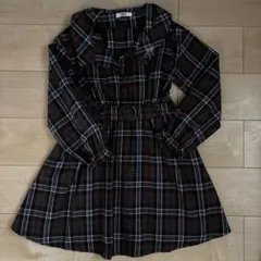 ALGY ブラウン系チェック ワンピース