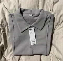 GUジーユー リブポロカーディガン グレー Lサイズ 未使用タグ付