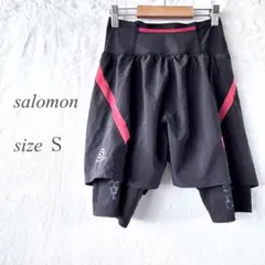 Salomon ランニングパンツ Sサイズ 黒 インナーパンツ付き 運動1567のサムネイル