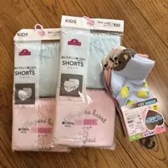 TOPVALU 女の子用ショーツ 100 4枚セット 靴下15〜20 3足セット