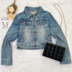 レディース 古着 デニムジャケット Gジャン カジュアル 長袖 ブルー系 M