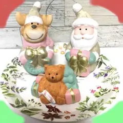 ナチュラルキッチンクリスマスパステルカラーのサンタとトナカイ、ベアーセット