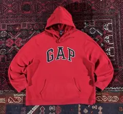 USA古着 GAP ワッペンロゴ プルオーバー パーカー レッド XL