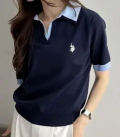 GeeRA別注「U.S. POLO ASSN.レイヤードポロニットトップス