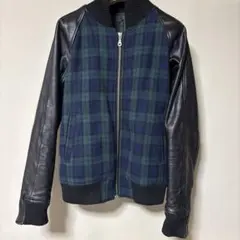 LHP ブラックウォッチ　ウールレザー チェック柄スタジャン　Mサイズのサムネイル