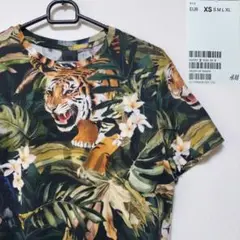 H&M エイチアンドエム 虎 アニマル 総柄 Tシャツ 未使用