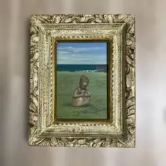 小磯良平、絵画、油彩4号、化粧する舞妓、高級額縁、肉筆、片岡珠子