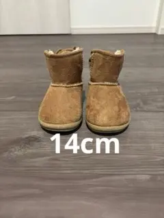 ブラウン ベビーブーツ リボン付き サイズ14 ムートン