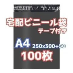 宅配ビニール袋 100枚 A4 ブラック 黒 テープ付 梱包袋 宅配用 宅急便