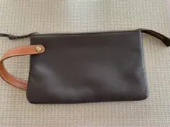 ダークブラウン レザー クラッチバッグ