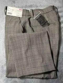 ユニクロ スマートアンクルパンツ 女性S 色ブラウン(チェック)新品未使用