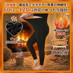 【大きいサイズ】裏起毛レギンス 極暖 ハイウエスト 防寒 ストレッチ 黒