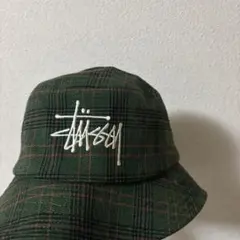 Stüssy グリーン チェック バケットハット