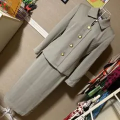 レトロ古着 柄生地 長袖ジャケット＆サイドボタン◎ スカート ヴィンテージ 古着