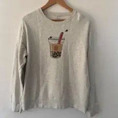 グラニフ　ビューティフルシャドー　トレーナー Lサイズ　長袖トレーナー　タピオカ